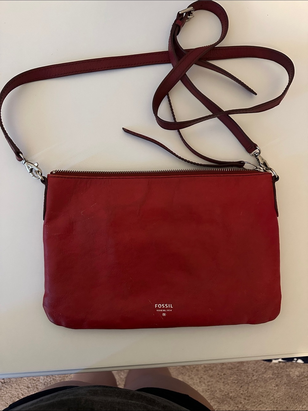 Fossil Burgundy Leather Crossbody Bag